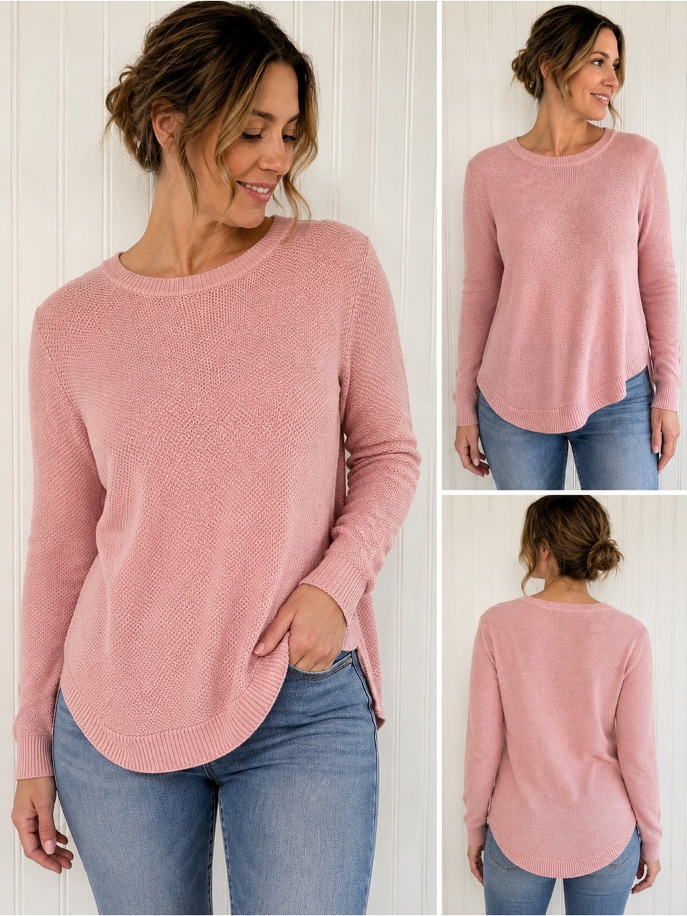 GAP Women’s Pink 100% Cotton Textured Knit Pullover Sweater Size Small